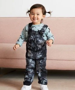 North Of West Sale Kids' Park Upcycled Tie Dye Overalls - Black