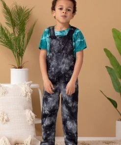 North Of West Sale Kids' Park Upcycled Tie Dye Overalls - Black