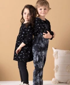 North Of West Sale Kids' Park Upcycled Tie Dye Overalls - Black