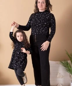 North Of West Kids' Squiggles Gathered Dress - Black