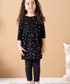 North Of West Kids' Squiggles Gathered Dress - Black