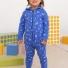 North Of West Sale Baby's Squiggles Hooded Romper - Azure