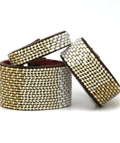 Swahili Coast Design Ombre Gold Beaded Leather Cuff