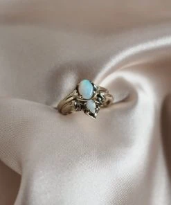 Iron Oxide Jewelry Opal Halo Stacking Ring Set 4 Iron Oxide Jewelry Opal Halo Stacking Ring Set