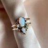 Iron Oxide Jewelry Opal Halo Stacking Ring Set