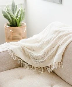 Creative Women Open Weave Throw Blanket Home Goods