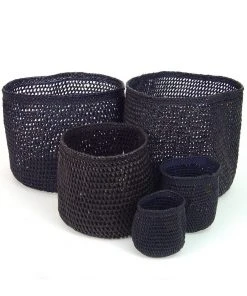 Mbare Open Weave Iringa Baskets - Black