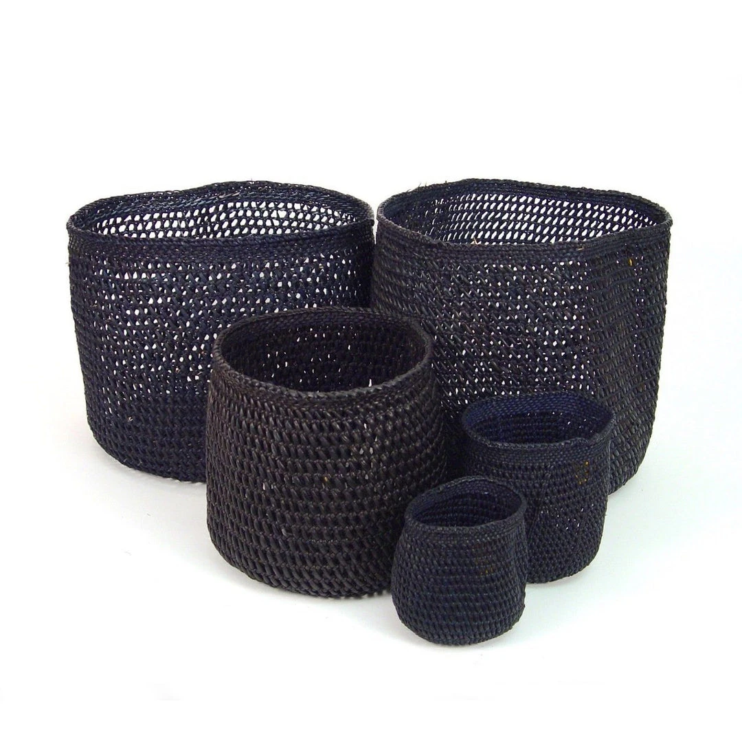 Mbare Open Weave Iringa Baskets - Black Mbare Open Weave Iringa Baskets - Black