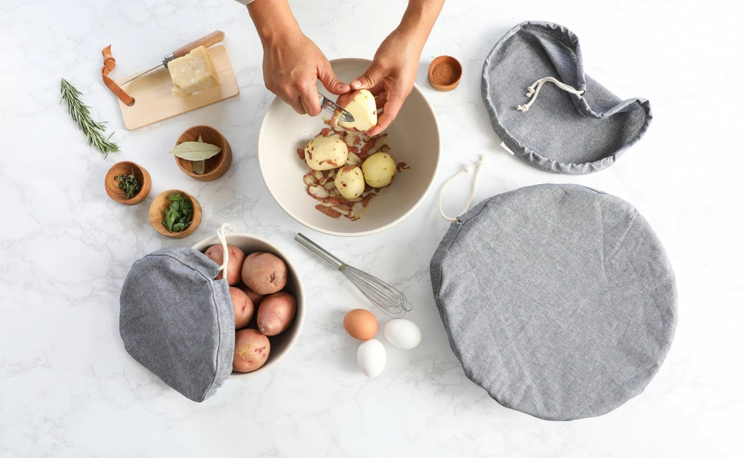 Aplat Couvre-Plat Zero Waste Bowl Cover - Chambray Home Goods 2 Aplat Couvre-Plat Zero Waste Bowl Cover - Chambray Home Goods