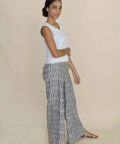 Passion Lilie Billowy Gray + White Pants Clothing