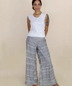 Passion Lilie Billowy Gray + White Pants Clothing
