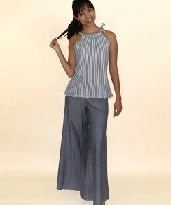 Passion Lilie Chambray Ikat Pants Clothing
