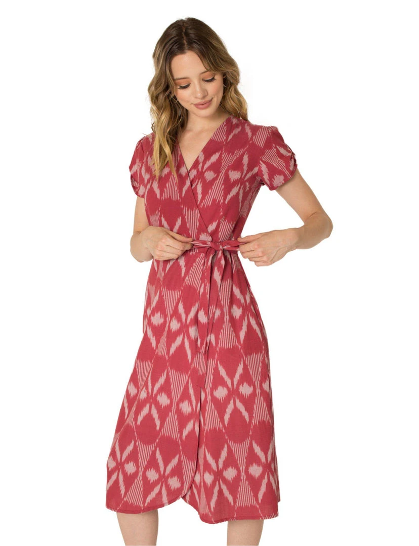 Passion Lilie Garnet Ikat Wrap Dress Passion Lilie Garnet Ikat Wrap Dress