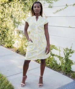 Passion Lilie Clothing Lemon Ikat Button Dress 2 Passion Lilie Clothing Lemon Ikat Button Dress
