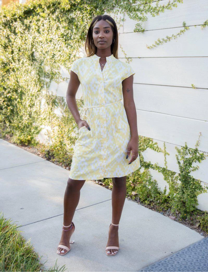 Passion Lilie Clothing Lemon Ikat Button Dress Passion Lilie Clothing Lemon Ikat Button Dress