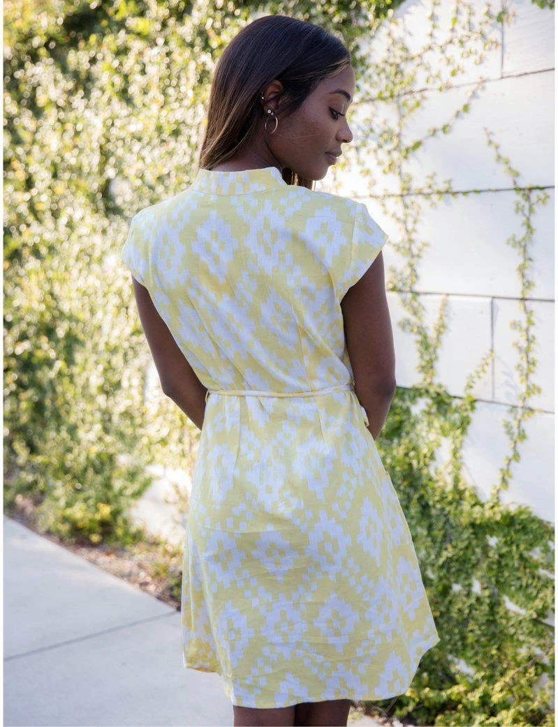 Passion Lilie Clothing Lemon Ikat Button Dress Passion Lilie Clothing Lemon Ikat Button Dress