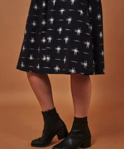 Passion Lilie Navy Stars Midi Skirt Clothing