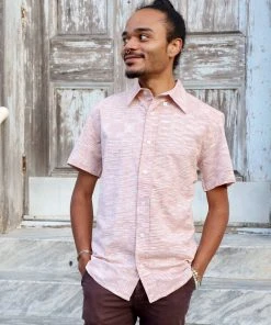 Passion Lilie Men's Salmon Button Down Shirt