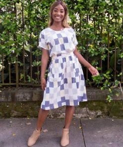 Passion Lilie Sunshine Plaid Ikat Midi Skirt