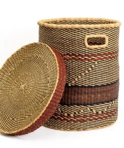 KAZI Home Goods Patterned Grass Hamper - Brown