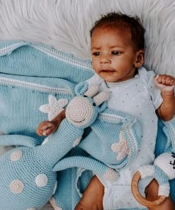 Pebble Fair Trade Large Giraffe - Duck Egg Blue