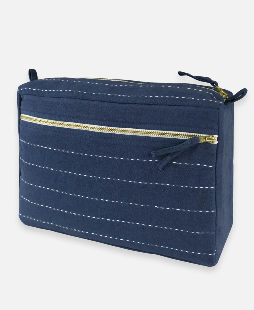 Anchal Accessories Pin Stitch Large Toiletry Bag - Navy Anchal Accessories Pin Stitch Large Toiletry Bag - Navy