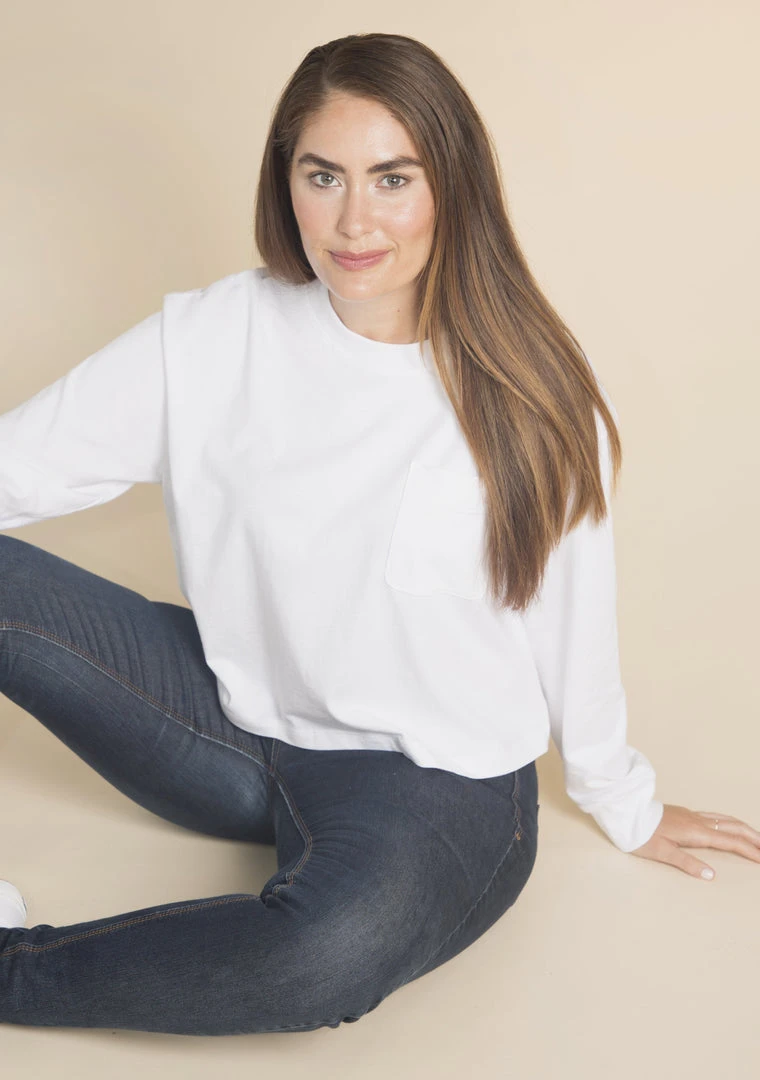 Poplinen Clothing Cindy Crop Pocket Tee - White Poplinen Clothing Cindy Crop Pocket Tee - White