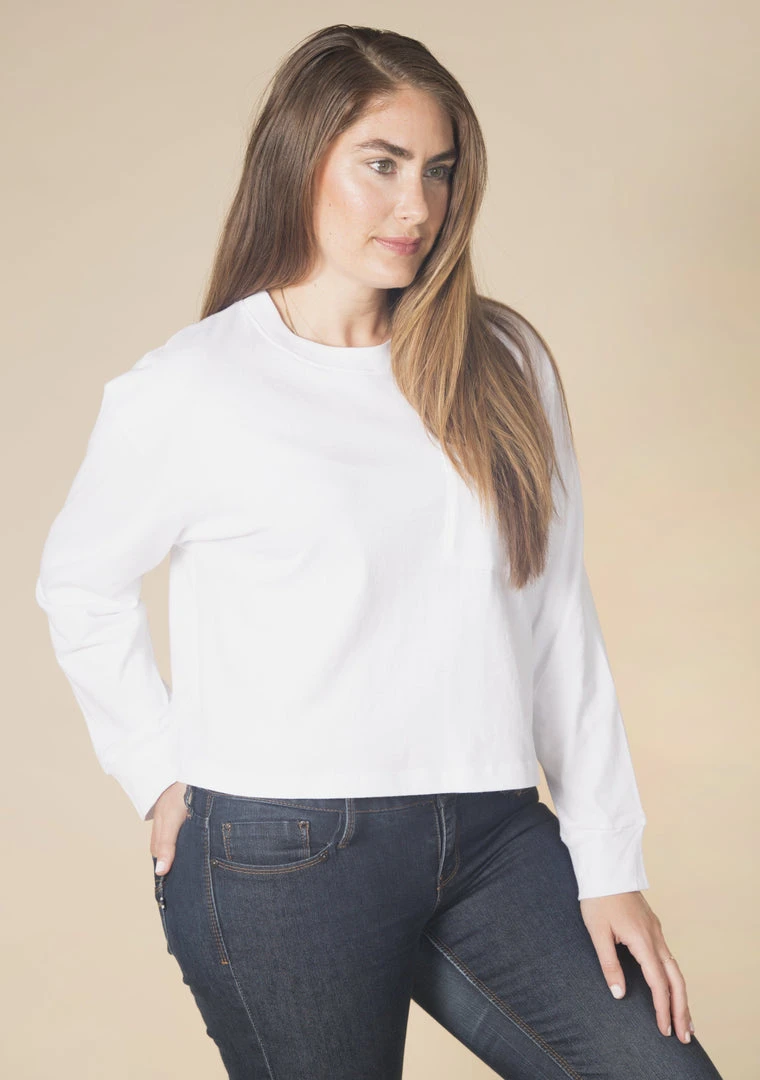 Poplinen Clothing Cindy Crop Pocket Tee - White Poplinen Clothing Cindy Crop Pocket Tee - White