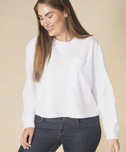 Poplinen Clothing Cindy Crop Pocket Tee - White