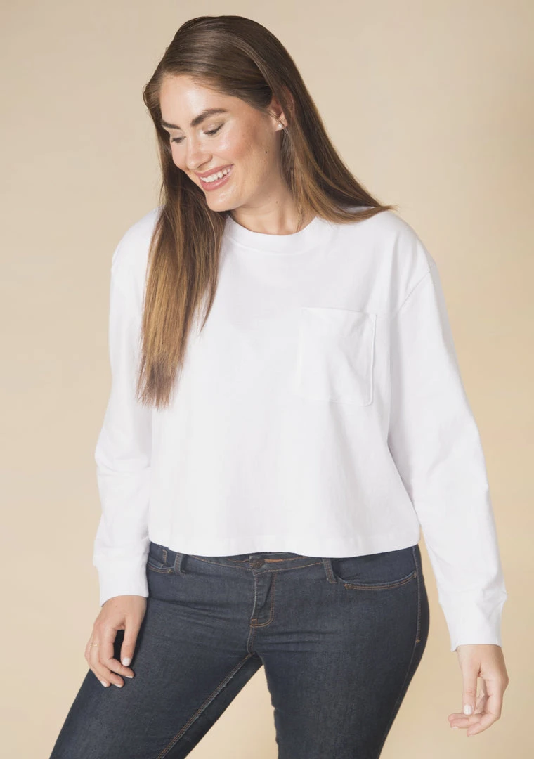 Poplinen Clothing Cindy Crop Pocket Tee - White Poplinen Clothing Cindy Crop Pocket Tee - White