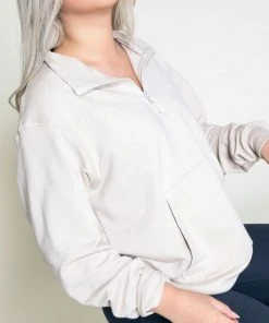 Poplinen Frances Tencel Zip Collar Sweatshirt Clothing