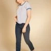 Poplinen Best Sellers Pat Bamboo Ringer Tee - Heather Gray + True Blue