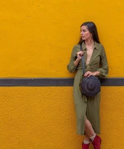 Purse & Clutch Embossed Circle Crossbody - Charcoal Accessories