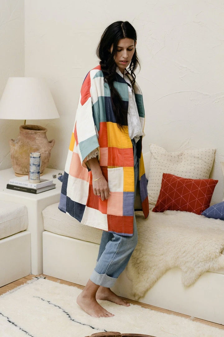 Anchal Clothing Quilted Multi-Check Cocoon Jacket Anchal Clothing Quilted Multi-Check Cocoon Jacket