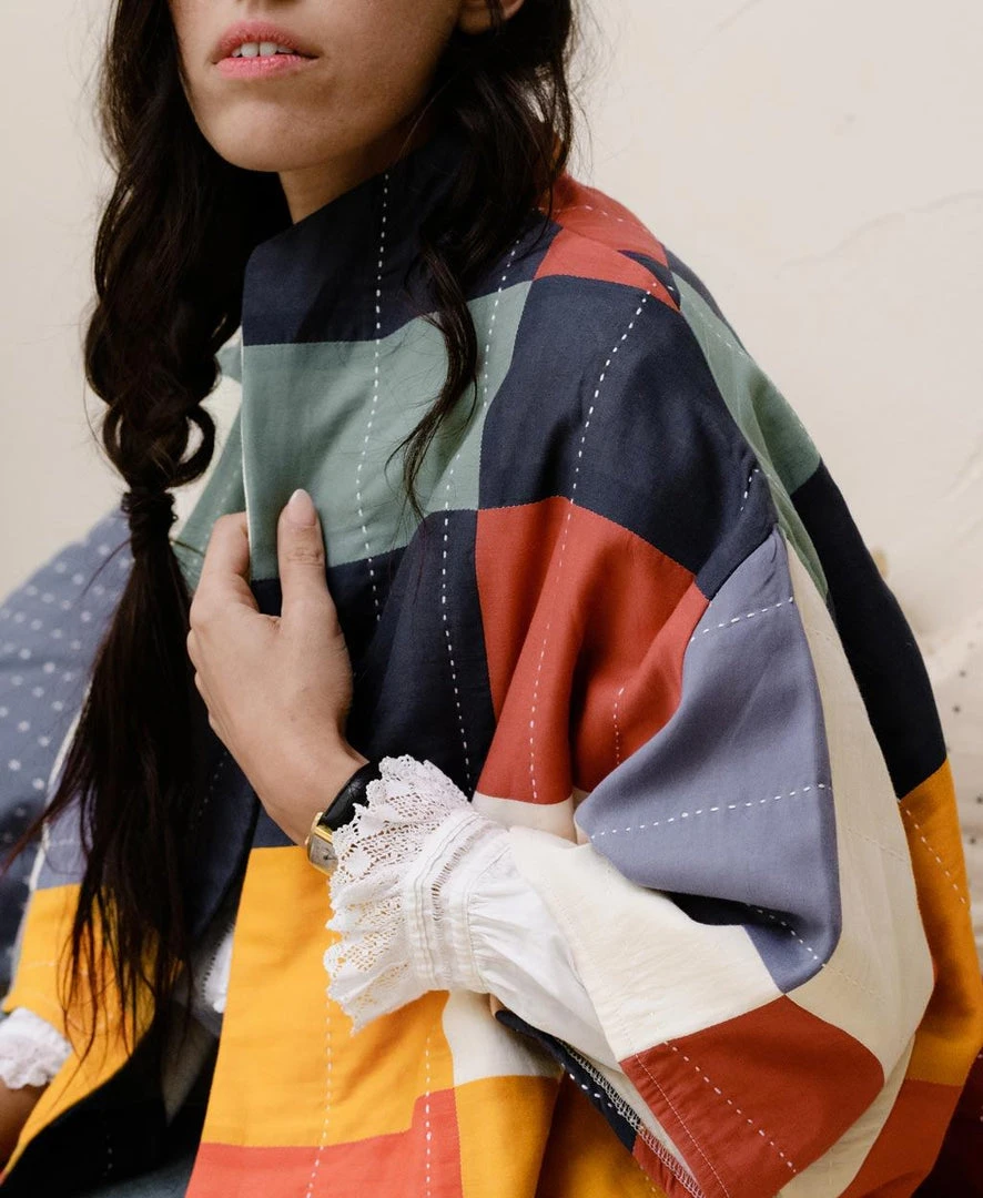 Anchal Clothing Quilted Multi-Check Cocoon Jacket Anchal Clothing Quilted Multi-Check Cocoon Jacket