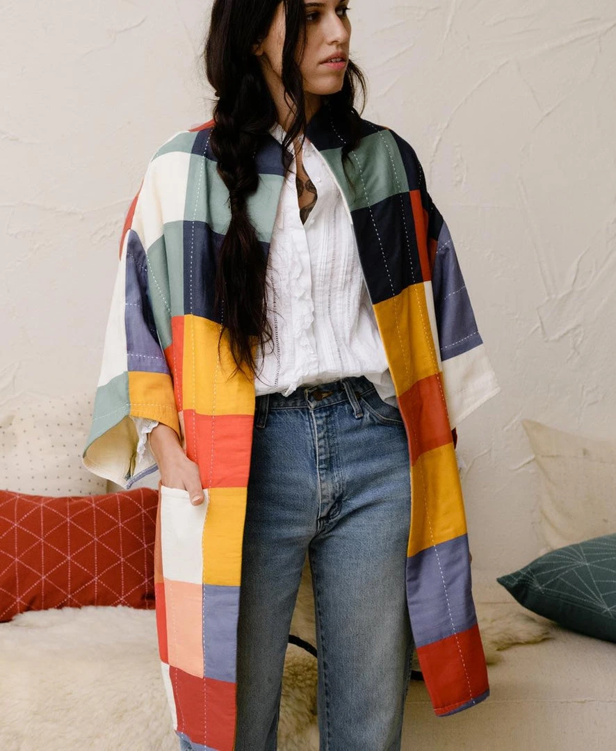 Anchal Clothing Quilted Multi-Check Cocoon Jacket Anchal Clothing Quilted Multi-Check Cocoon Jacket