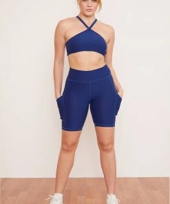 Wolven Recycled Bike Short With Pockets - Indigo Activewear + Athleisure