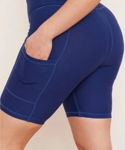 Wolven Recycled Bike Short With Pockets - Indigo Activewear + Athleisure
