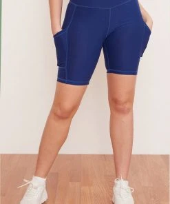 Wolven Recycled Bike Short With Pockets - Indigo Activewear + Athleisure
