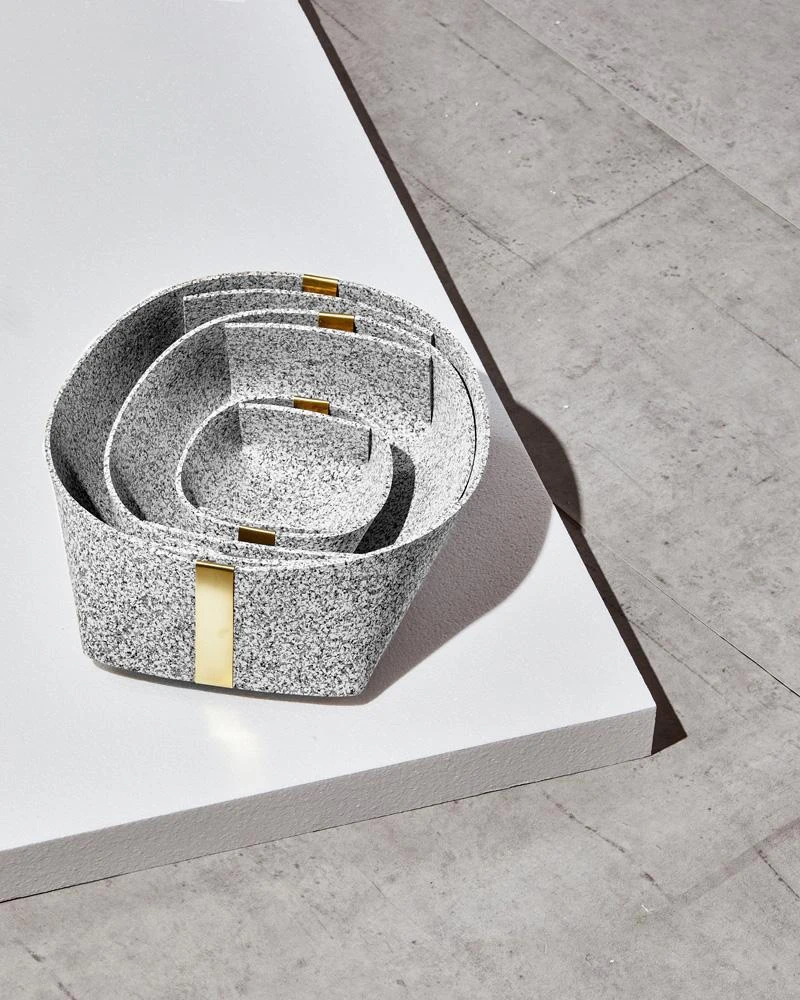 Slash Objects Recycled Rubber + Brass Basket Set - Gris Slash Objects Recycled Rubber + Brass Basket Set - Gris