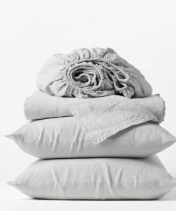 Coyuchi Home Goods Relaxed Linen Sheet Set - Fog