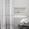Coyuchi Rippled Stripe Shower Curtain - Alpine White / Gray