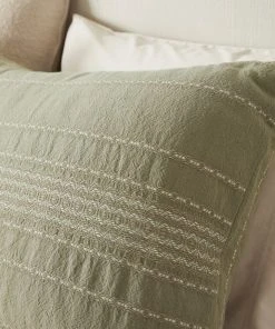 Coyuchi Home Goods Rippled Stripe Sham - Alpine White / Pale Gray