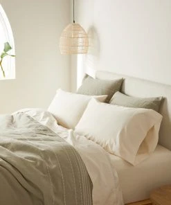 Coyuchi Home Goods Rippled Stripe Sham - Alpine White / Pale Gray