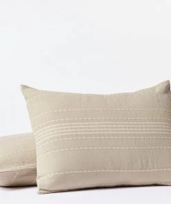 Coyuchi Home Goods Rippled Stripe Sham - Alpine White / Pale Gray