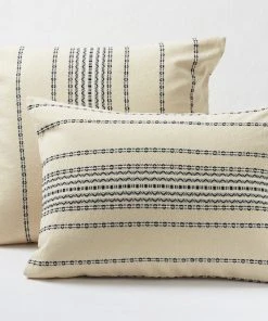 Coyuchi Home Goods Rippled Stripe Sham - Alpine White / Pale Gray