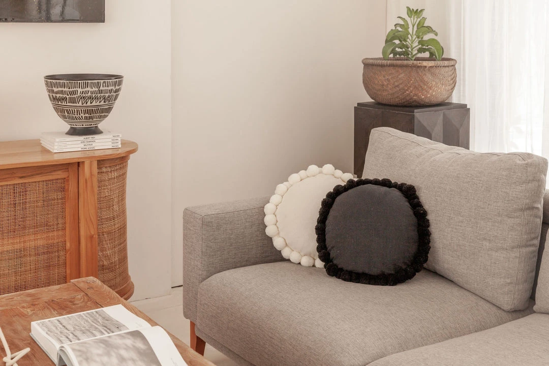 Village Thrive Round Pom Pom Throw Pillow Cover Village Thrive Round Pom Pom Throw Pillow Cover