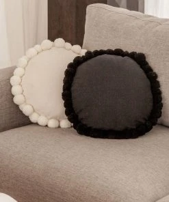 Village Thrive Round Pom Pom Throw Pillow Cover