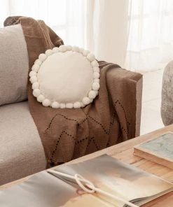 Village Thrive Round Pom Pom Throw Pillow Cover 4 Village Thrive Round Pom Pom Throw Pillow Cover