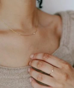 Sara Patino Jewelry Curved Bar Recycled Necklace - White Topaz Best Sellers